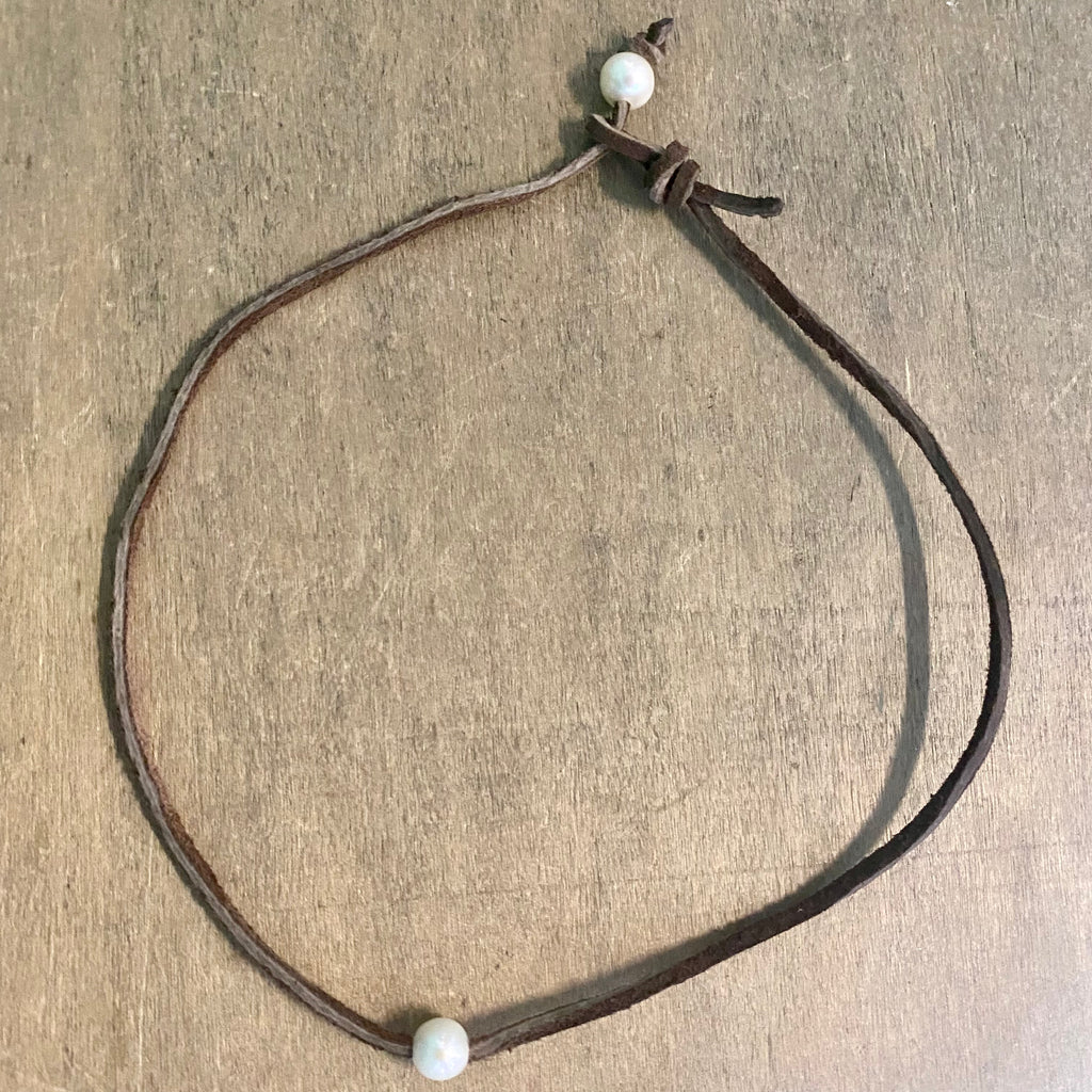 Pearls and Leather Necklace
