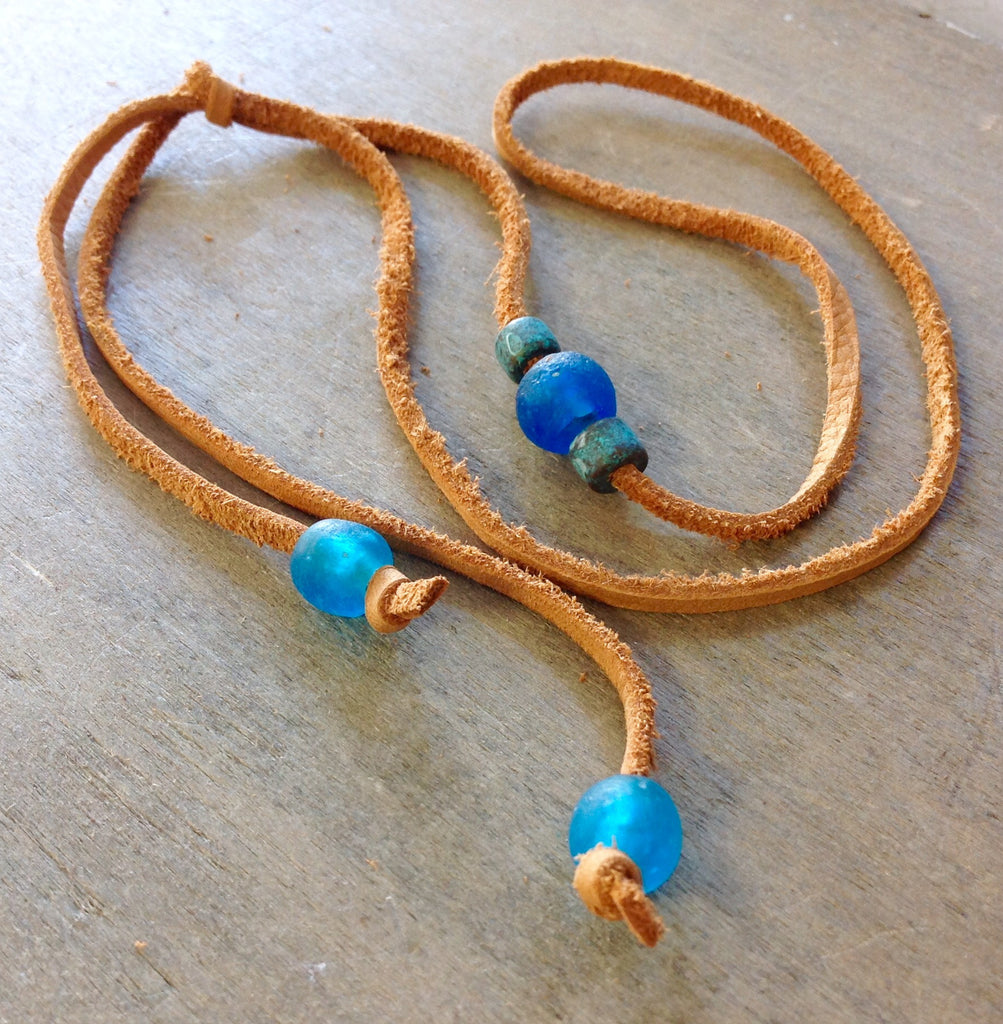 Sea Glass Leather Lasso Necklace
