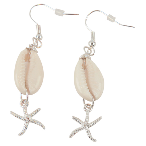 Cowrie Starfish Dangle Earrings