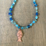 Copper Fish Blue Necklace