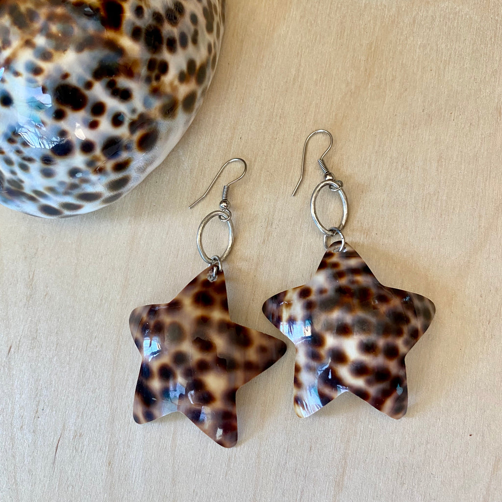 Cowrie Shell Star Earrings