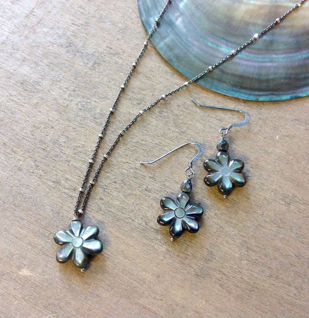Black Flower Jewelry set