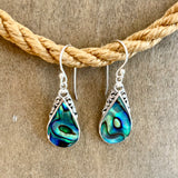 Abalone Filigree Rain Drop Earrings