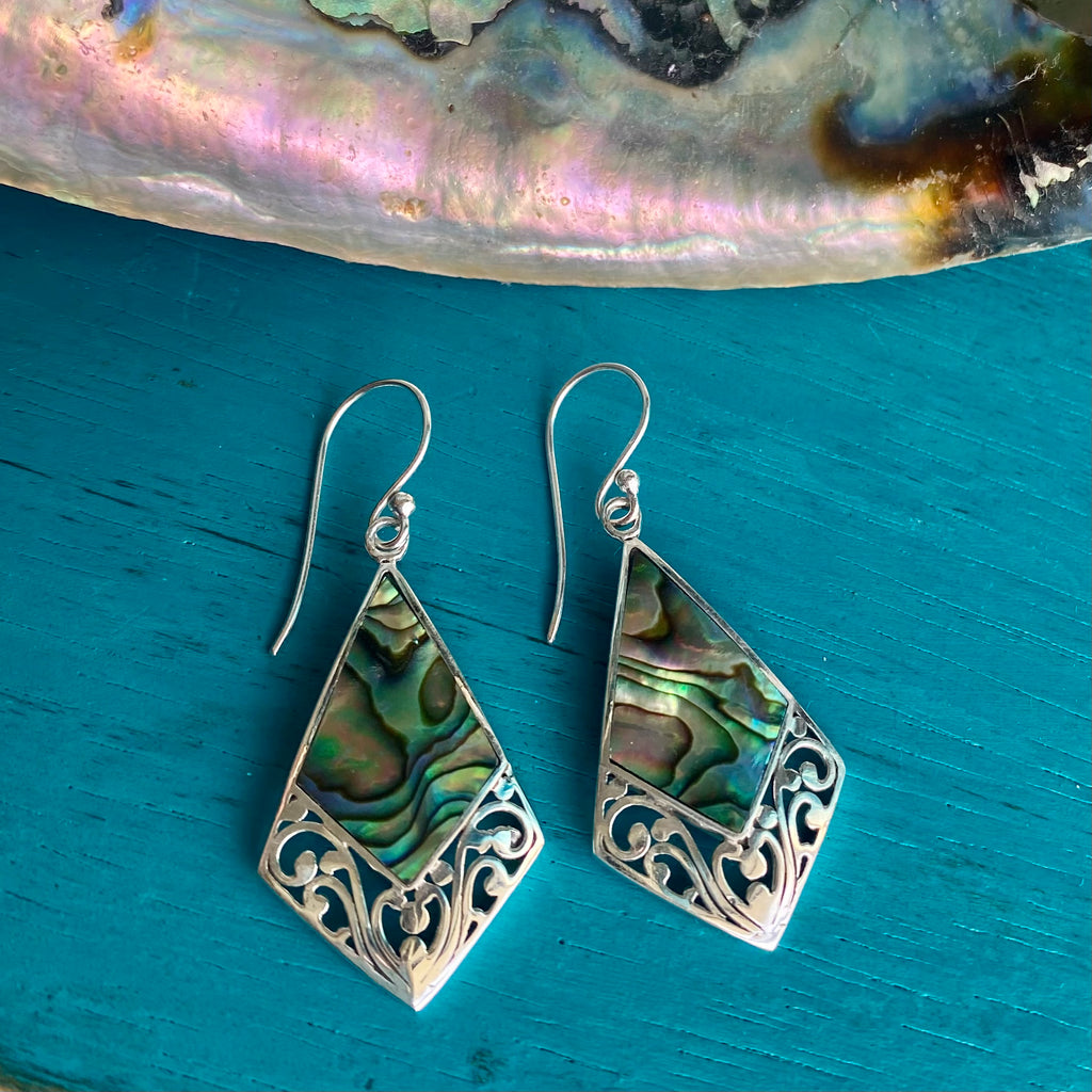 Abalone Tetra Filigree Earrings