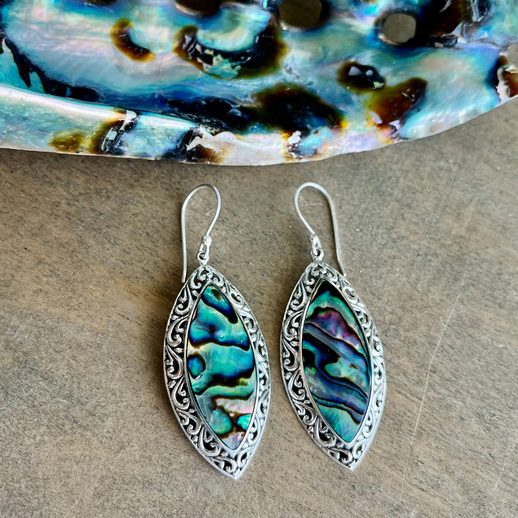 Abalone Scroll Edge Earrings