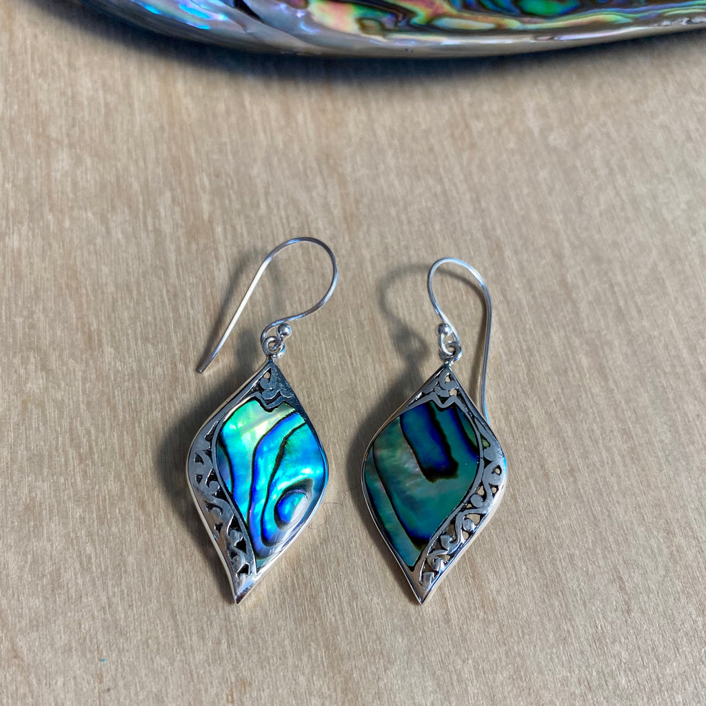 Abalone Filigree Leaf Earrings