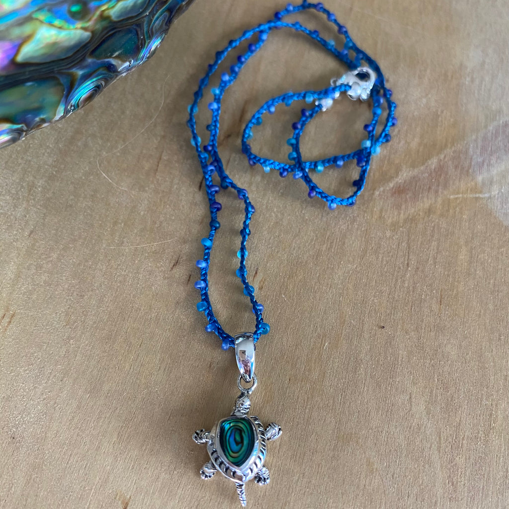Abalone Turtle Seed Bead Necklace
