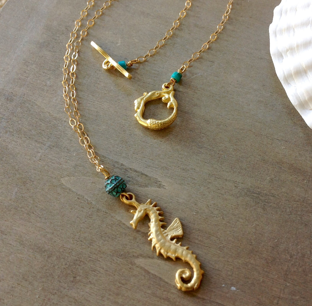 Matte Gold Sealife Necklaces