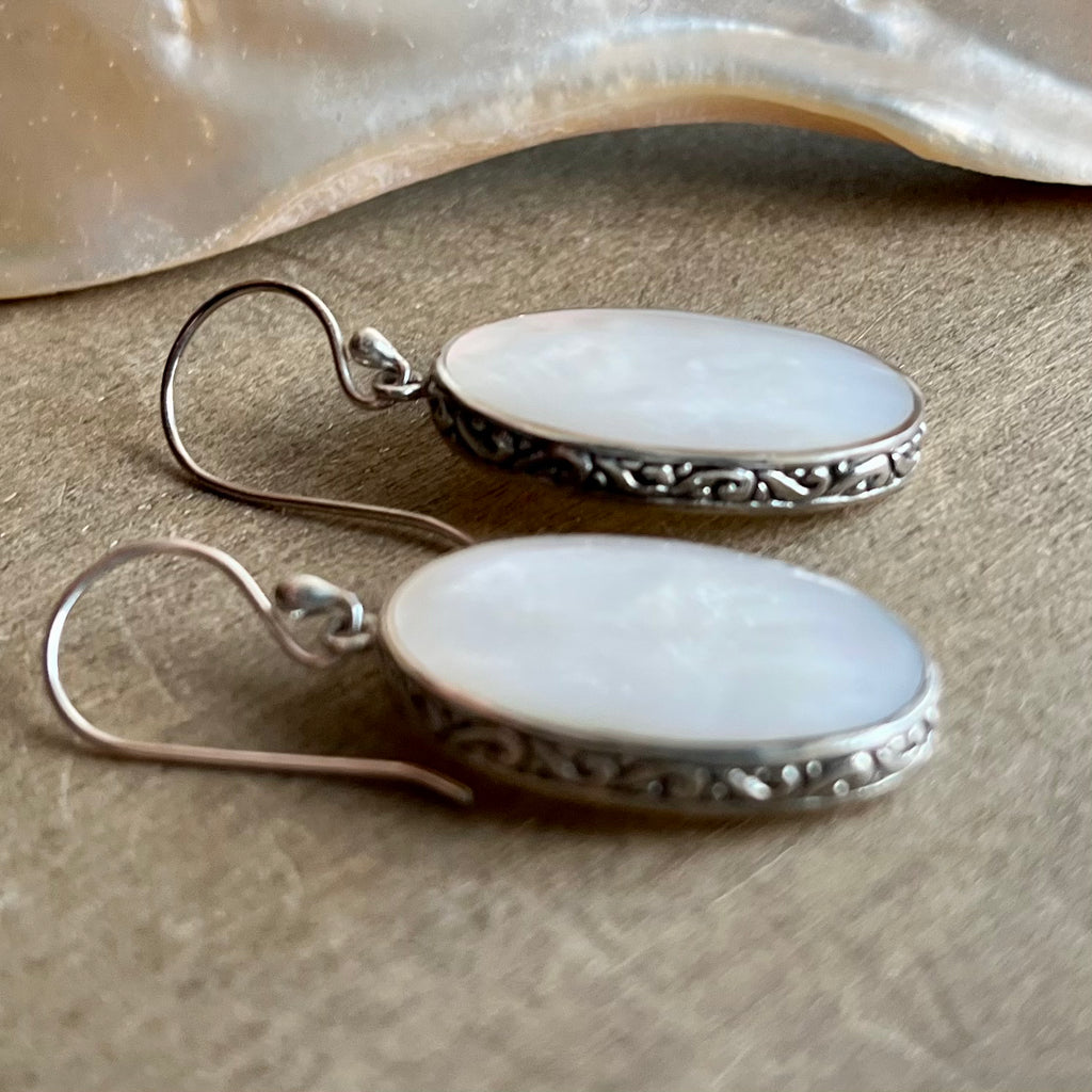 MOP Filigree Edge Earrings