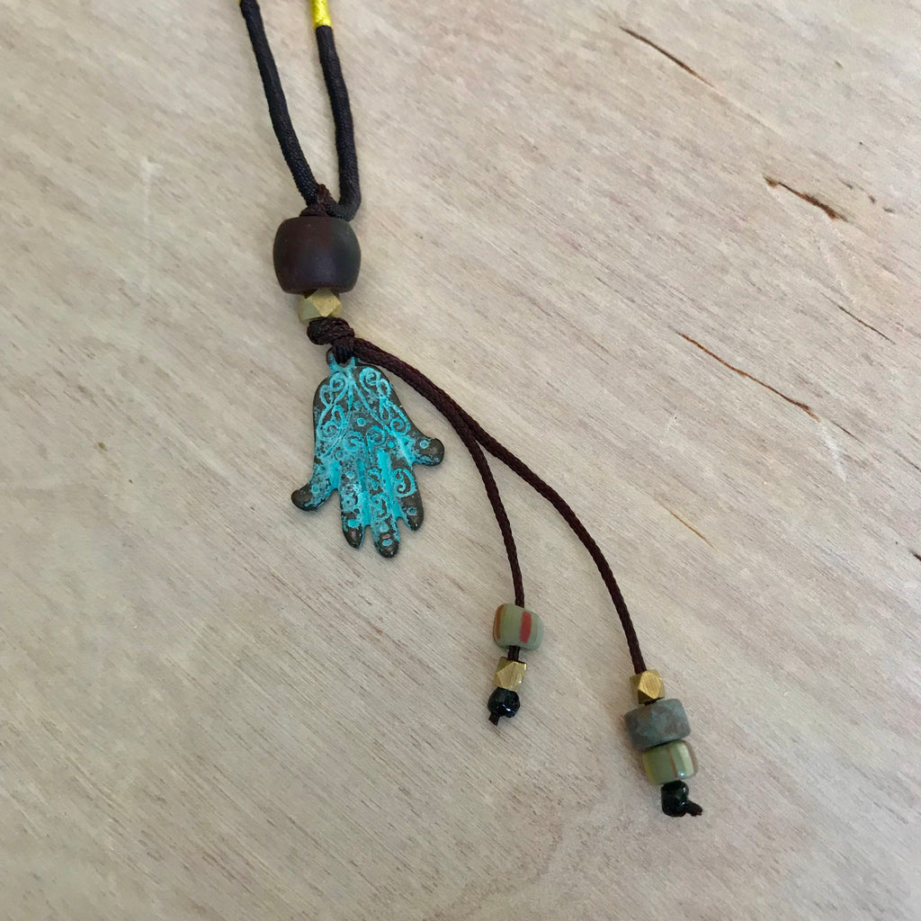 Hamsa Hand Silk Necklace