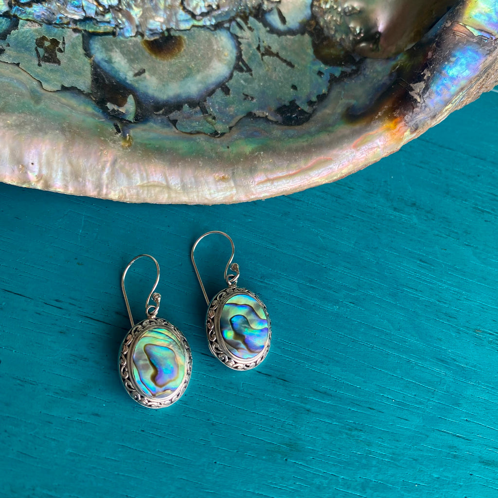 Abalone Filigree Edge Earrings