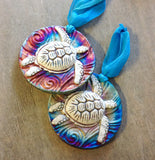 Raku Pottery Medallion Ornaments