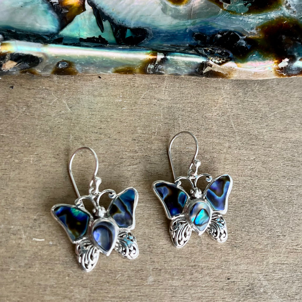Abalone Wing Butterfly Earrings