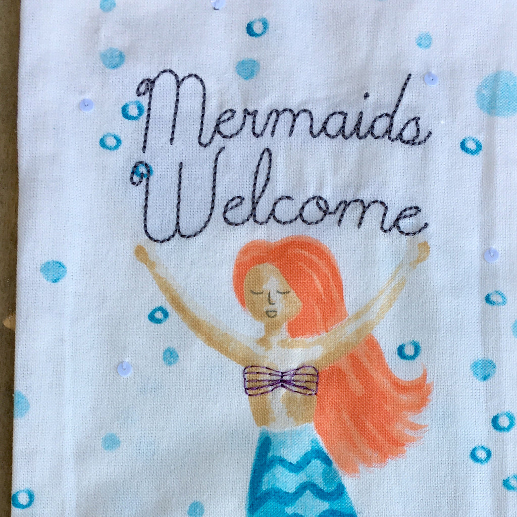 Mermaid Stitched Sequin Towel