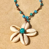 Blue Daisy Shell Necklace