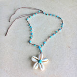 Blue Daisy Shell Necklace