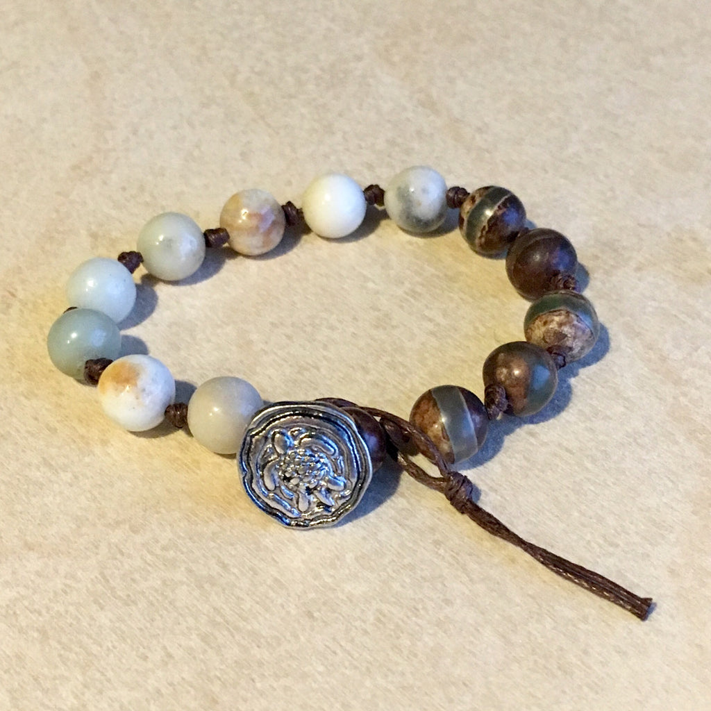 Turtle Stone Button Bracelet
