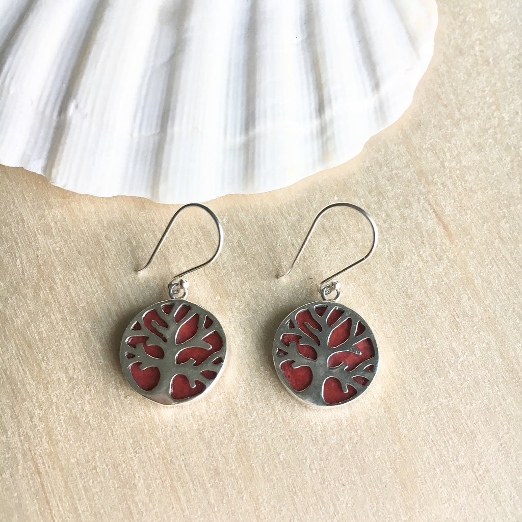 Red Coral Tree Earrings