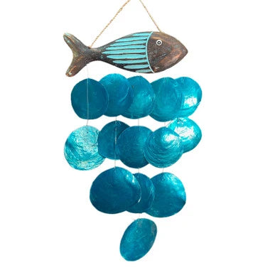 Turquoise Fish Capiz Windchime
