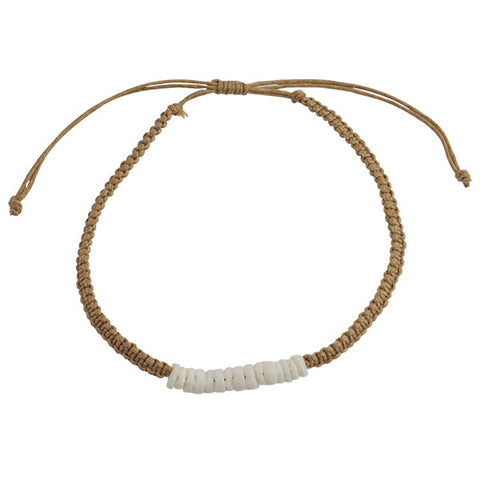 Puka Shell Bar Macrame Bracelet