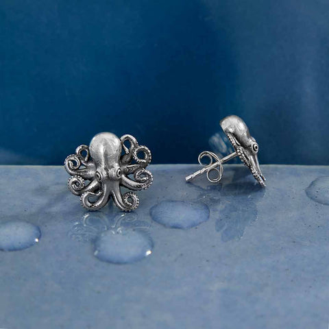 Realistic Octopus Stud Earrings