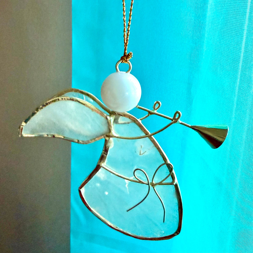 Capiz Trumpet Angel Ornament