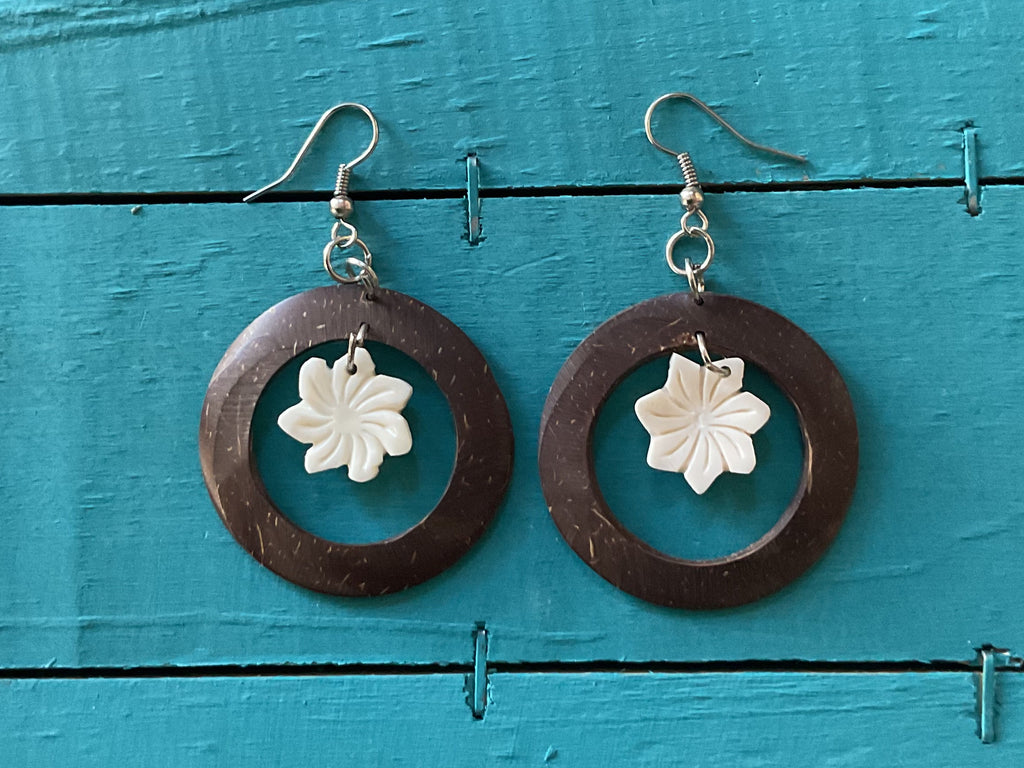 Aloha Coconut Circle Earrings