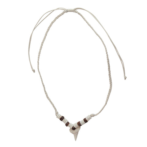 Shark Tooth Heishi Braided Necklace