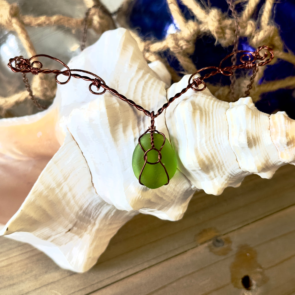 High Tide Seaglass Wire Art Necklace