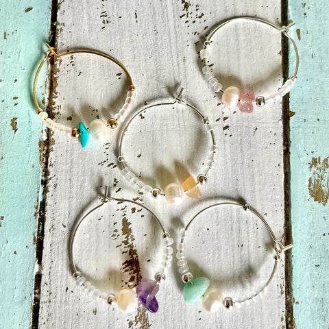 Pearl Stone Wine Glass Charm Set