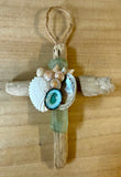 Fancy Seaglass & Seashell Cross Ornament