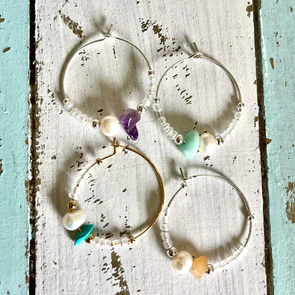 Pearl Stone Wine Glass Charm Set