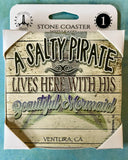 A Salty Pirate & His Beautiful Mermaid Coaster