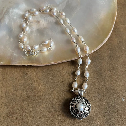 Pillbox Pearl Necklace