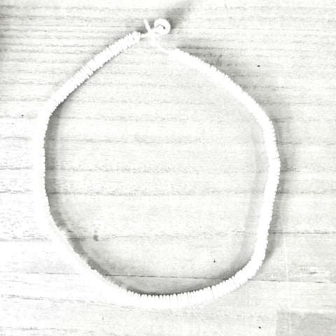 White Clam Chip Button Necklace