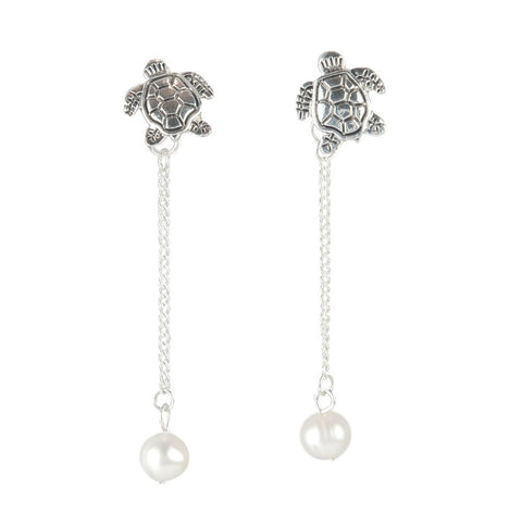 Sea Turtle Pearl Drop Earrings