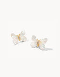 Mop Jeweled Butterfly Stud Earrings