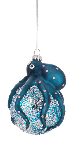 Shimmery Octopus Glass Bulb Ornament