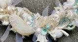 Shabby Shimmer Blue Limpet Seashell Wreath