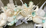 Shabby Shimmer Blue Limpet Seashell Wreath