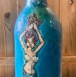 Mermaid Paper Mache Wine Bottle