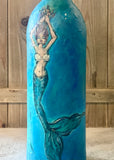 Mermaid Paper Mache Wine Bottle
