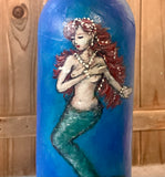 Mermaid Paper Mache Wine Bottle