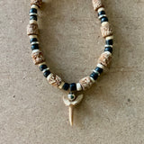 Shark Tooth Wood & Metal Necklace