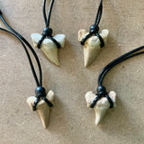 Shark Tooth Black Bead Adjustable Necklace