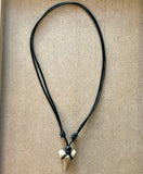 Shark Tooth Black Bead Adjustable Necklace
