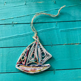 Recycled Paper Boat Ornament