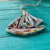 Recycled Paper Boat Ornament