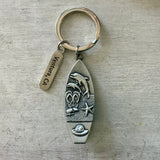Metal Dolphin Surfboard Keychain