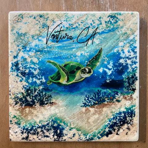 Watercolor Turtle Coaster